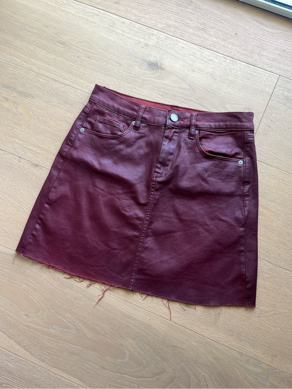 Blanknyc Coated Canvas Leather Look Burgundy Skirt 26 Unworn